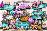 Whimsical Beach Wooden Signs Clipart, an Illustration by SVGArt (Thumbnail 1 of 9)