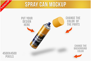 Spray Can Mockup PSD