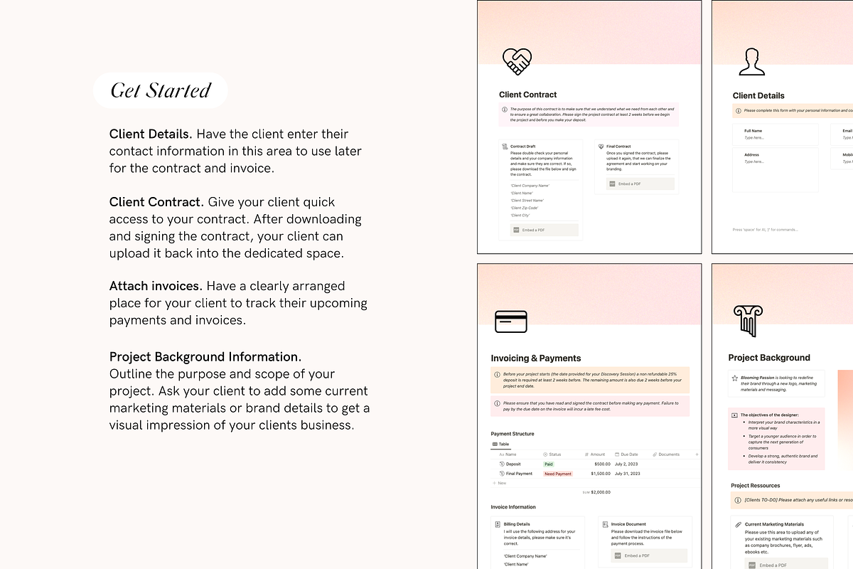 Notion Client Portal For Designer, a Stationery Template by TheCoastlineStudio (Photo 5 of 9)