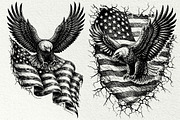 Patriotic Eagle Engraving Graphics, a Seasonal Illustration by DENIDigitalArtSudio (Thumbnail 3 of 6)