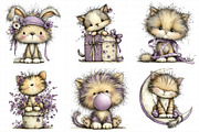 Whimsical Funny Cats Clipart, an Illustration by Daily.Designs (Thumbnail 4 of 6)