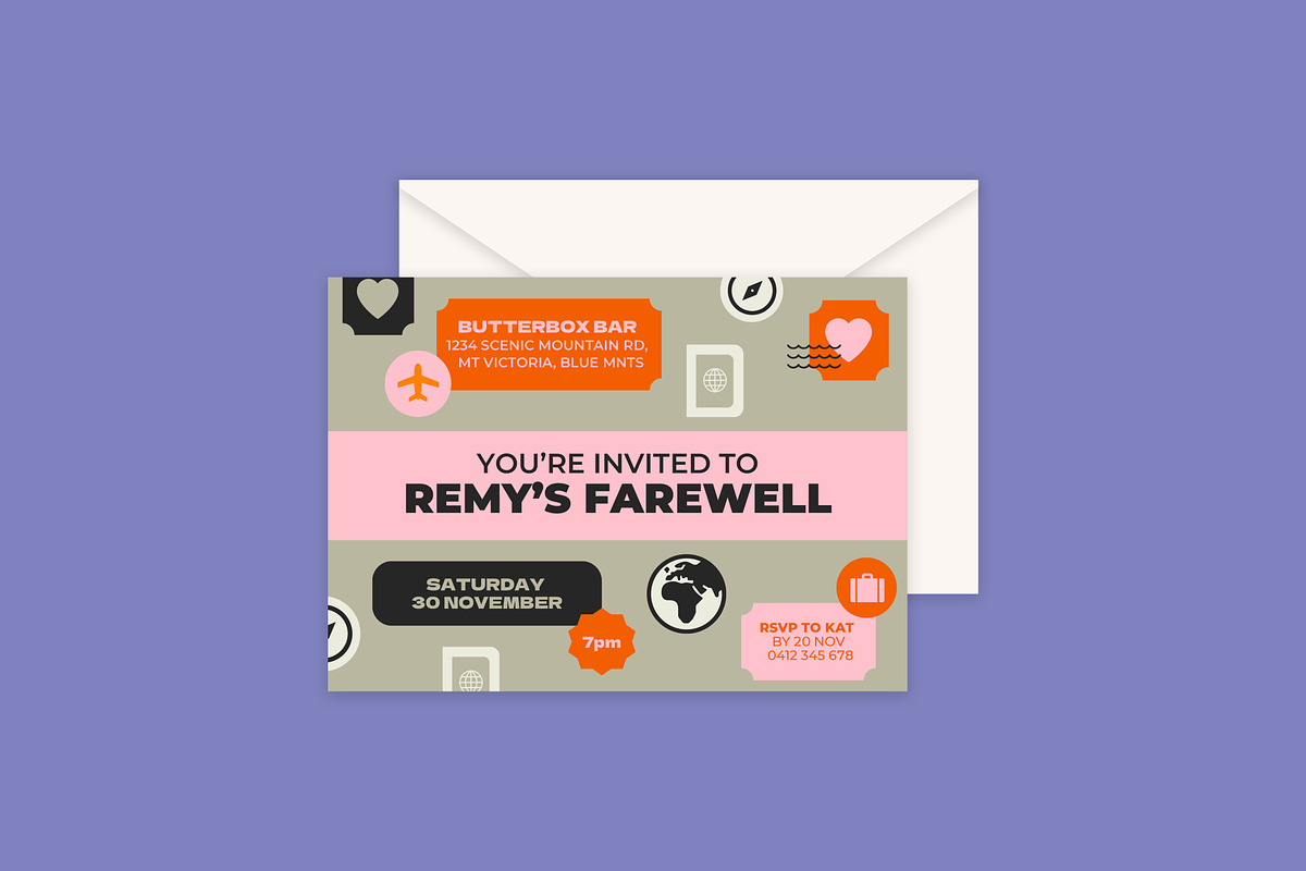 Remy Farewell Party Invitation, an Invitation Template by Mountain Folk Creative (Photo 1 of 6)