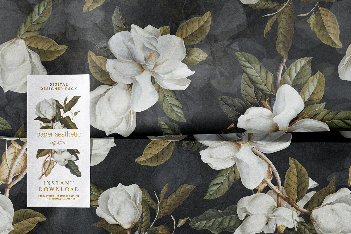 Magnolia Floral Paper Pack, a Pattern Graphic by paper aesthetic (Photo 7 of 8)