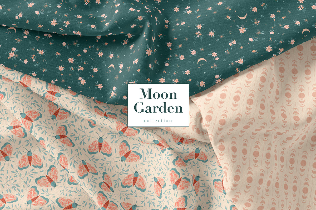 Moon Garden pattern & clipart, a Pattern Graphic by @olga.angelloz (Photo 13 of 16)