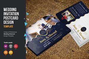 Wedding Invitation Postcard Template, an Invitation Template by JanySultana