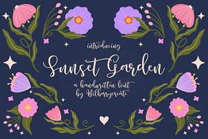 Sunset Garden handwritten font, a Handwritten Font by BilberryCreates