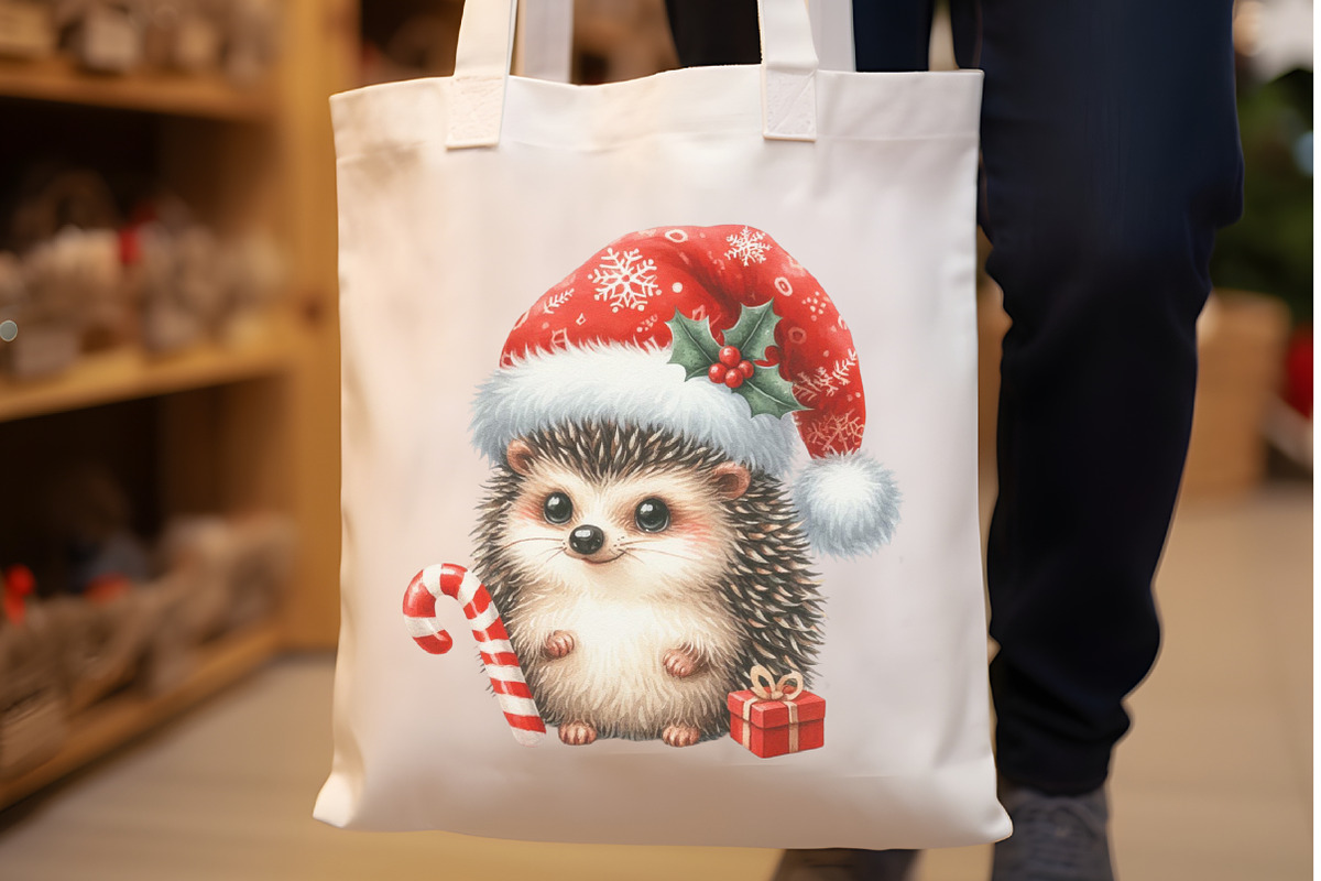 Watercolor Cute Christmas Hedgehog, a Seasonal Illustration by Rose Art (Photo 4 of 6)