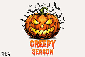 Spooky Halloween Pumpkin Creepy PNG, an Illustration by Black Bird Studio