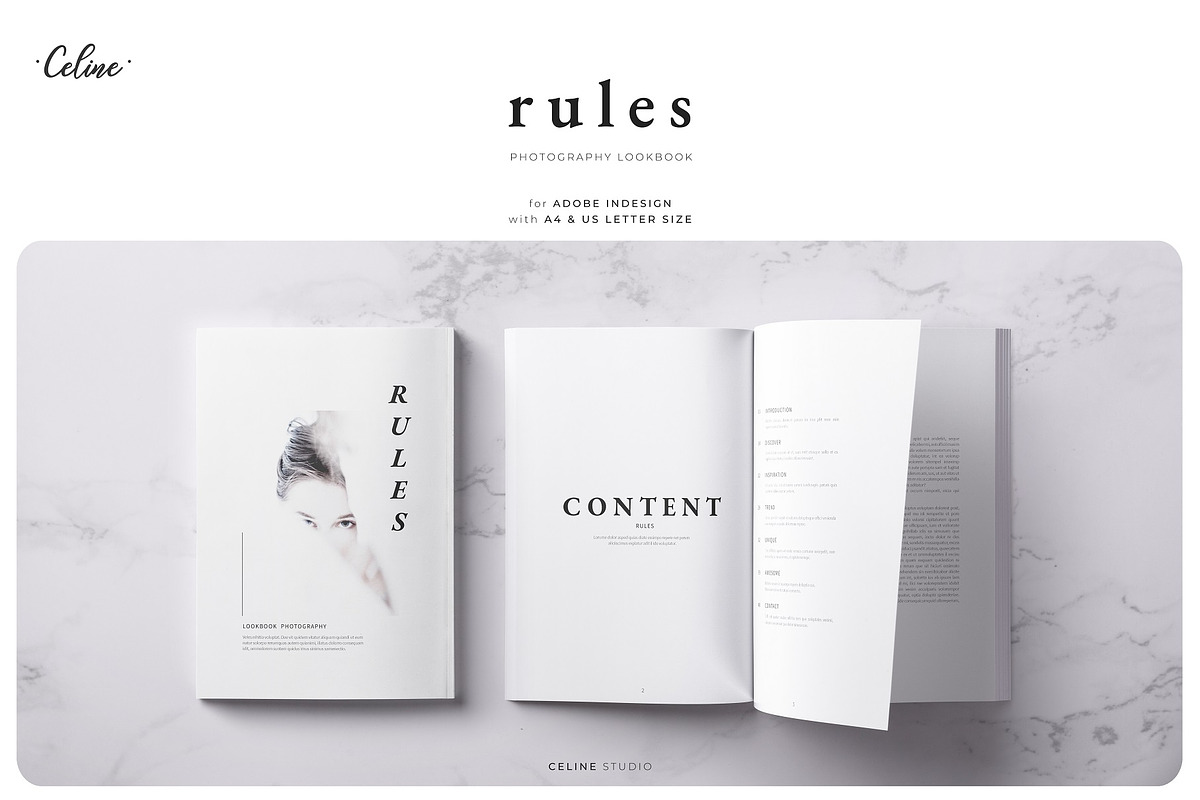 RULES Photography Lookbook Template, a Magazine Template by Celine Studio (Photo 1 of 9)