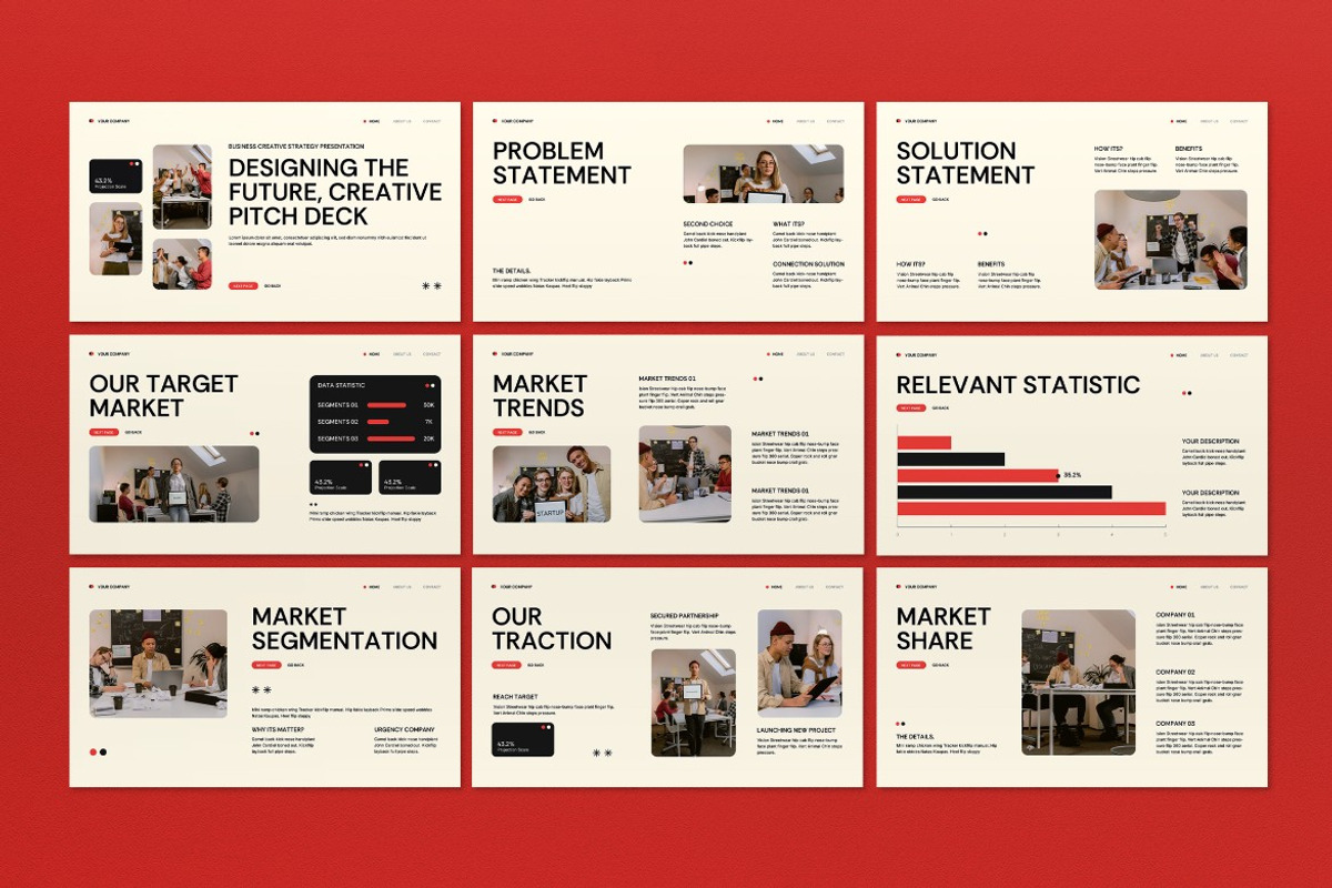 Beige Red Investor Pitch Deck PPT, a Presentation Template by graphicook (Photo 2 of 5)