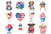 Watercolor 4th of July Clipart, a Seasonal Illustration by Design Market (Thumbnail 4 of 5)