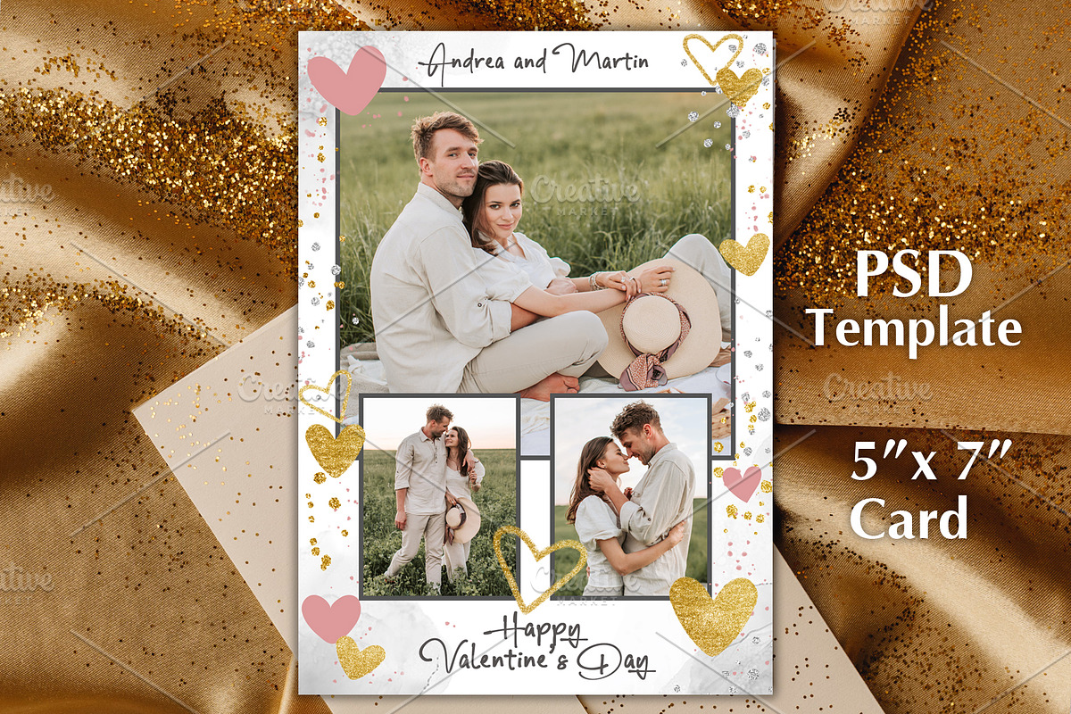 Valentines Photo Card PSD Template, a Card Template by PSD templates and Photos (Photo 1 of 3)
