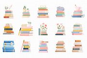 Watercolor Stack of Books Clipart, an Illustration by Libby Wishes (Thumbnail 2 of 5)