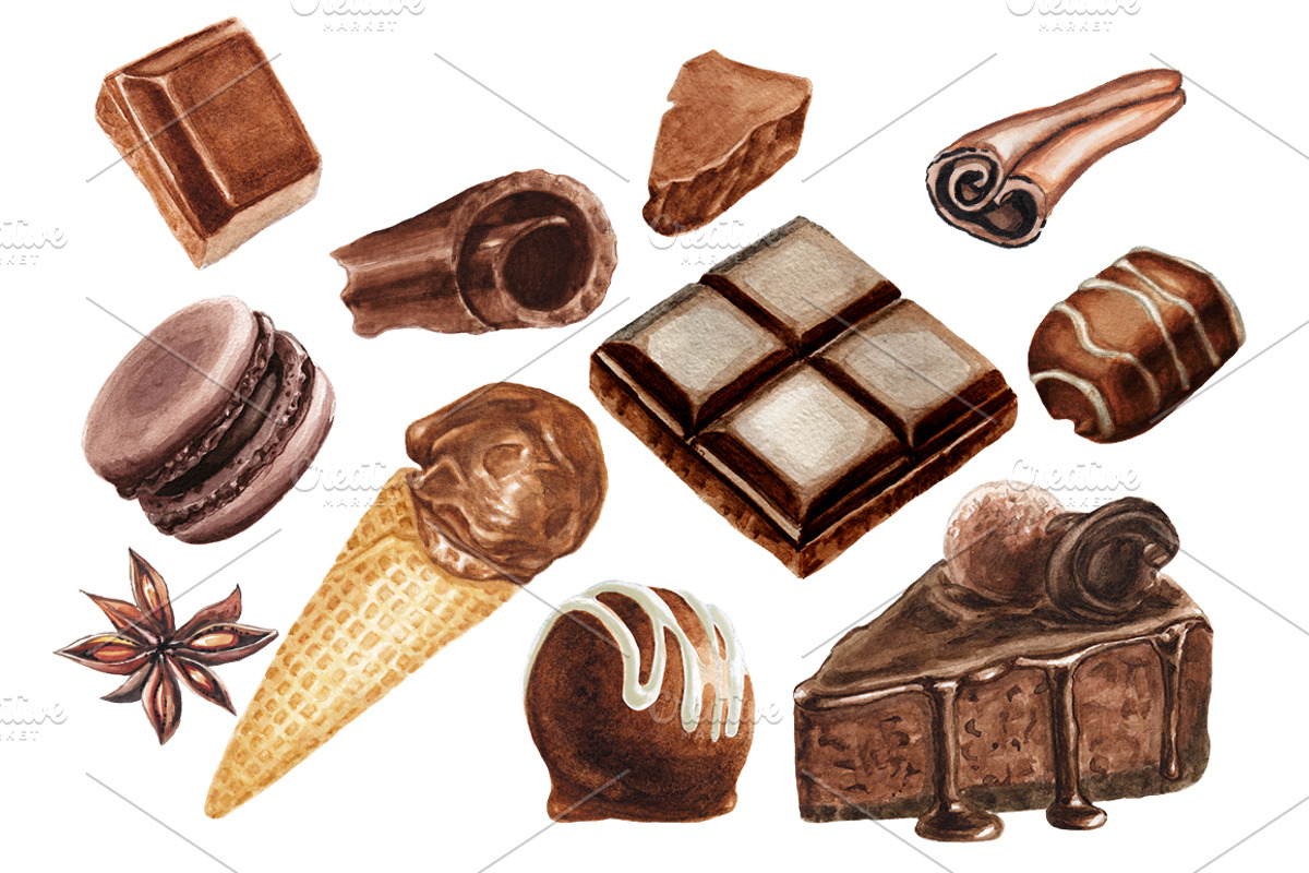 Watercolor delicious collection, a Pattern Graphic by lenavetka87 (Photo 1 of 3)