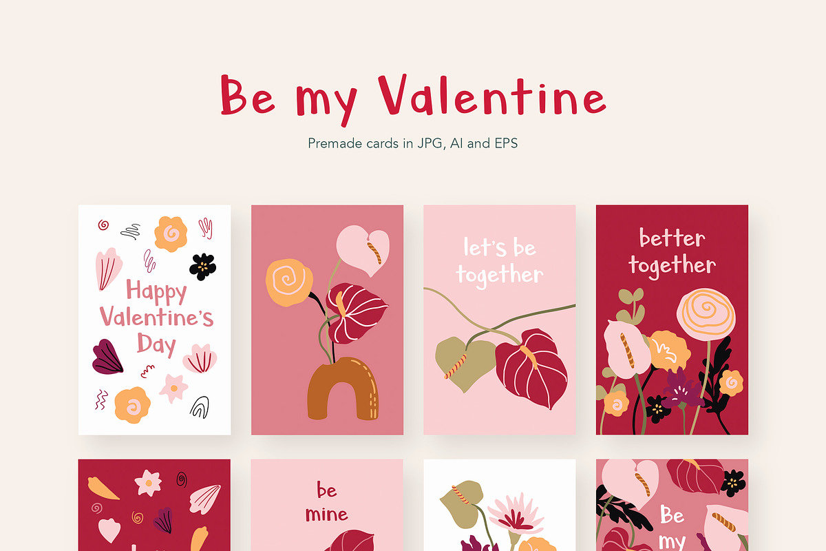 Be my Valentine flowers collection, a Seasonal Illustration by Volha Studio (Photo 3 of 11)