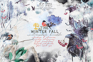 Winter fall bundle. all in 1, an Animal Illustration by Alisa Mikibith Art