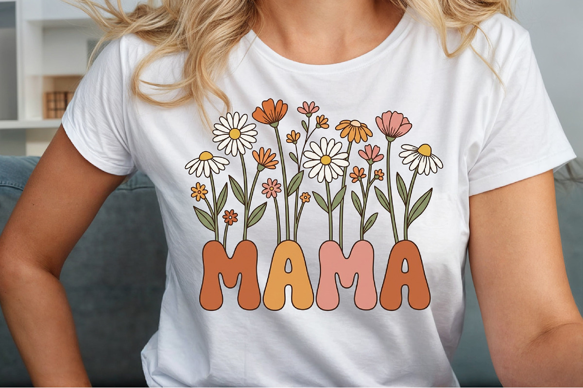 Retro Mama , Mom Flower Mother's Day, a Seasonal Illustration by Sublimation Artist (Photo 5 of 9)