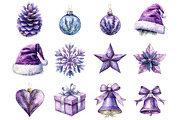 Purple Christmas Garden Clipart, a Graphic by CitraGraphics (Thumbnail 2 of 4)