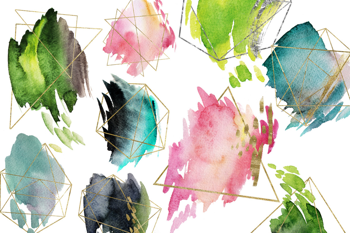 SPRING 63 PNG! WATERCOLOR BLOBS+GOLD, a Texture Graphic by holaholga (Photo 3 of 6)