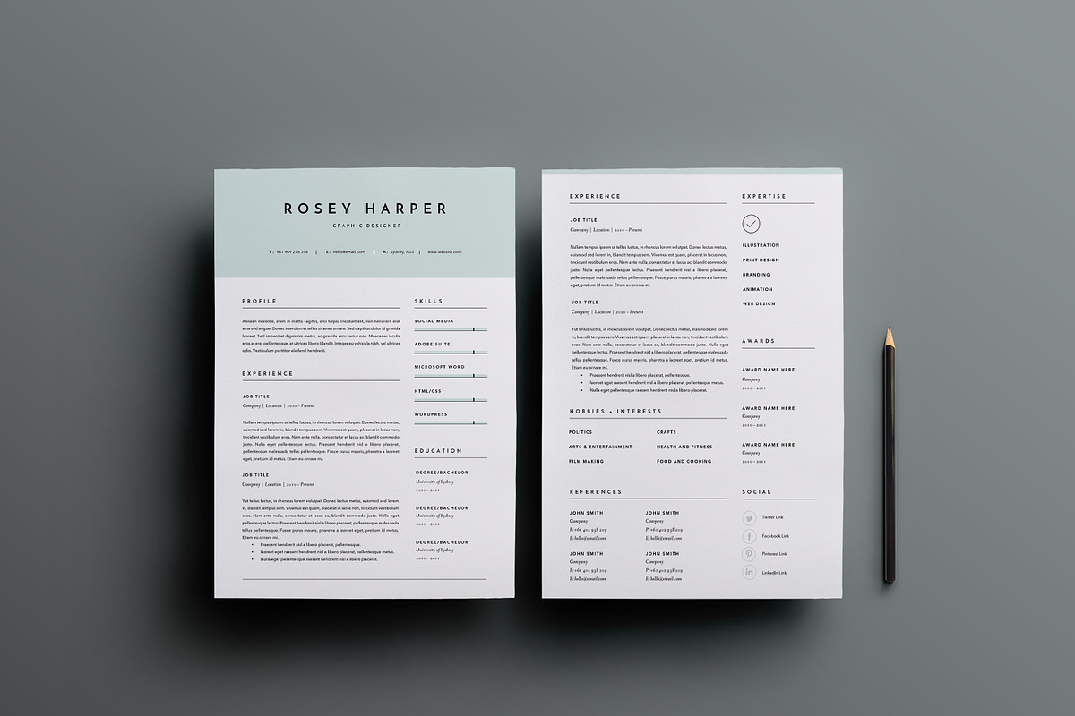 3 Page Resume Template | INDD + DOCX, a Resume Template by Basic Creations (Photo 2 of 5)