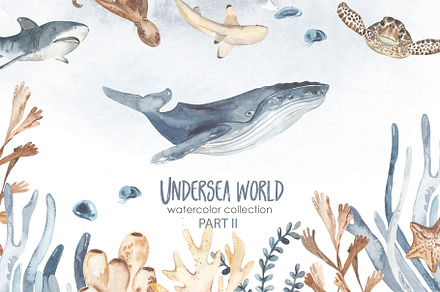 Undersea world Watercolor Part II, an Animal Illustration by Marina Ermakova