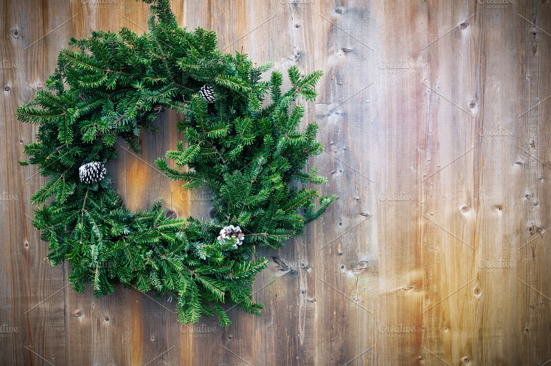 Christmas wreath stock photo containing background and wreath, a Holiday Photo by RosyMaple