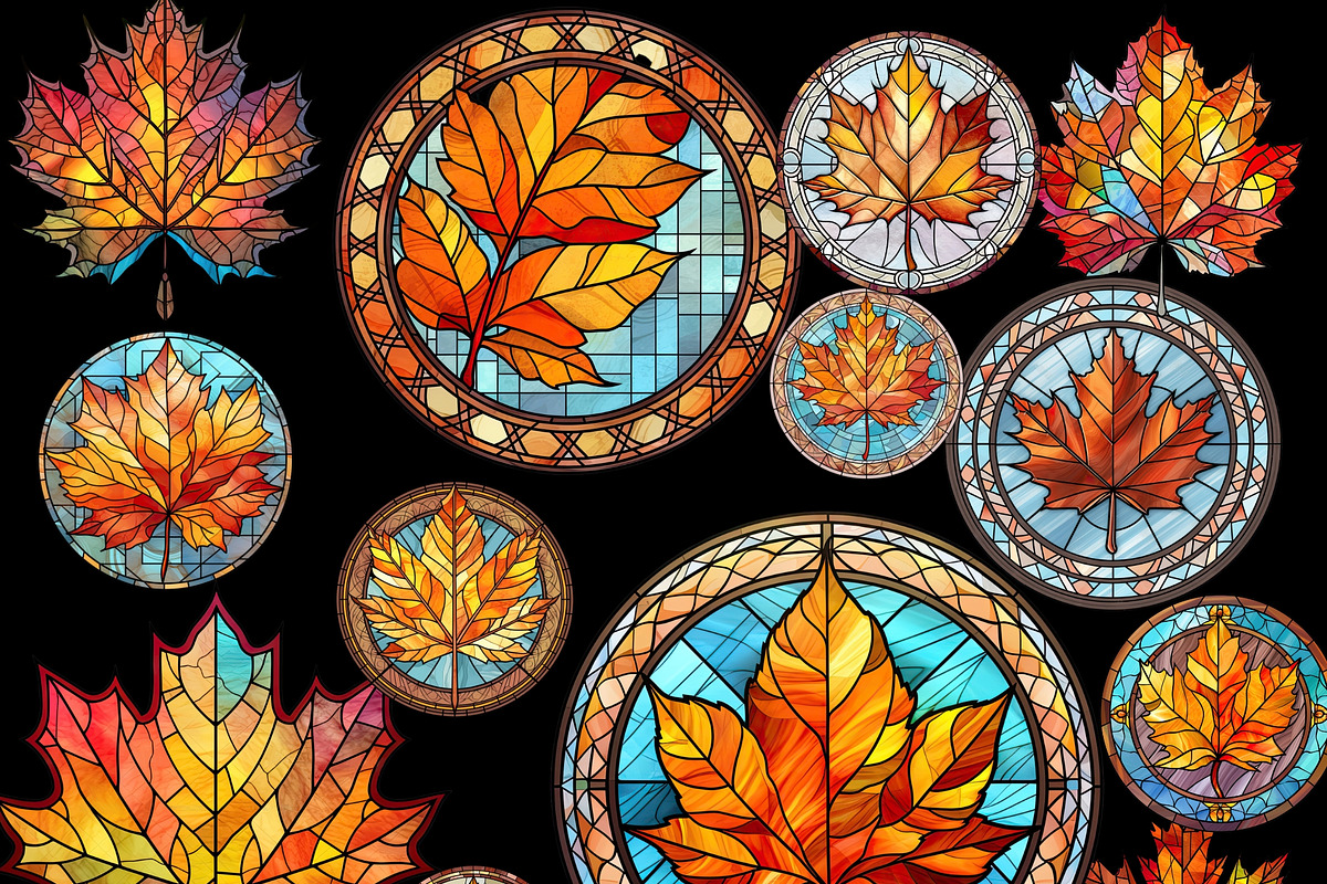 Autumn Leaves PNG Stained Glass, a Seasonal Illustration by Tanya Kart (Photo 5 of 7)