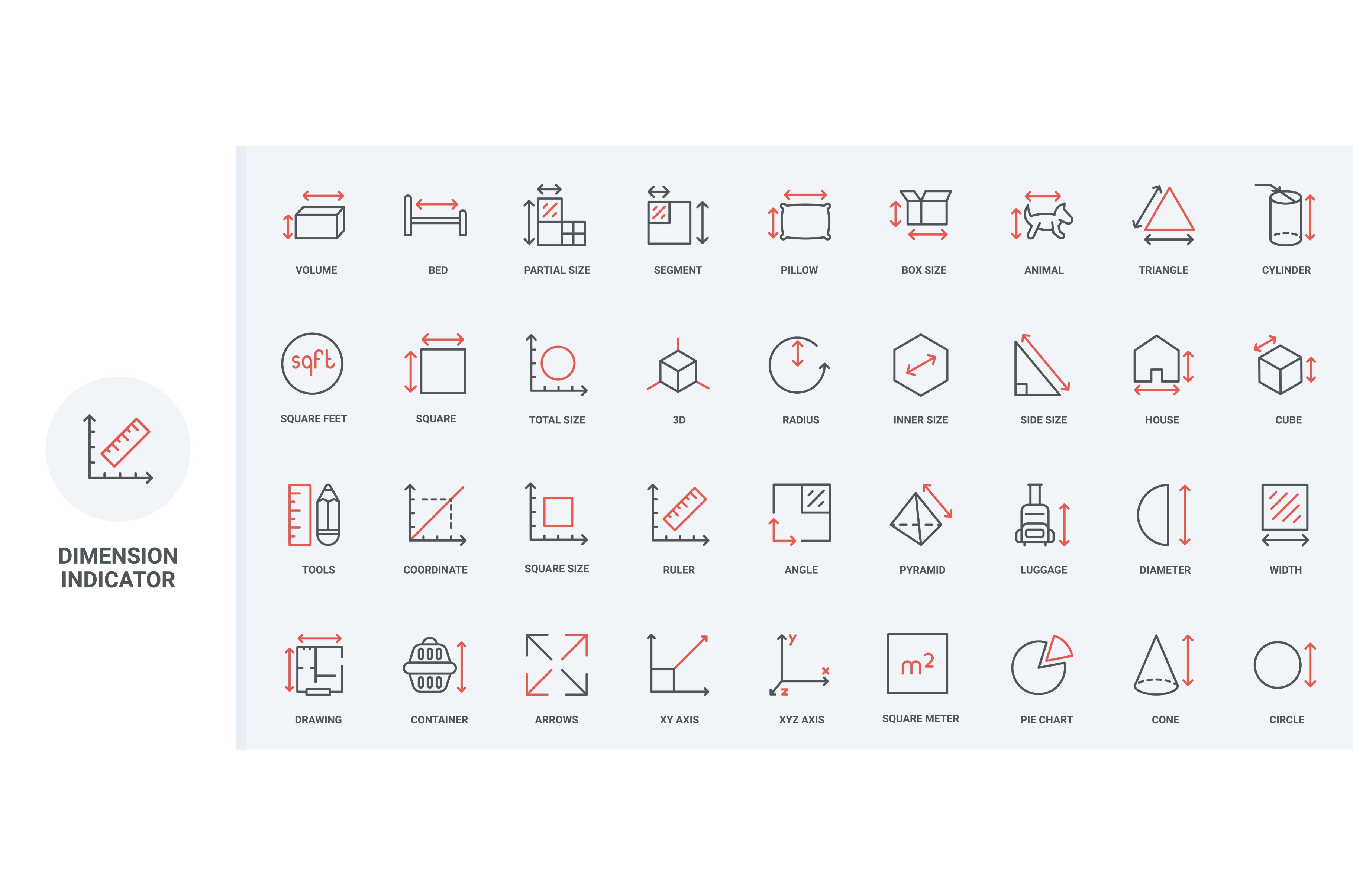 Dimension arrows geometric icons, an Object Illustration by Lemberg Vector