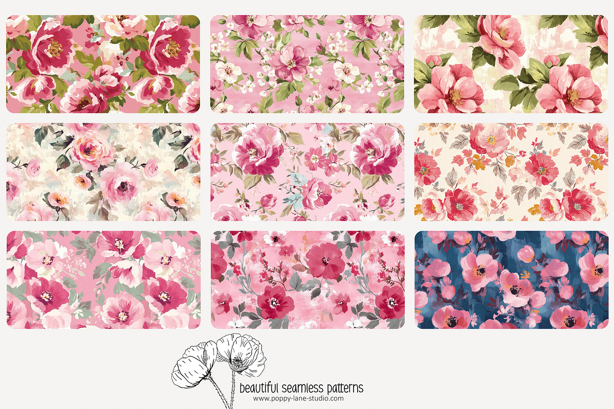 70 impasto floral seamless pattern, a Pattern Graphic by Poppy Lane Studio (Photo 3 of 10)