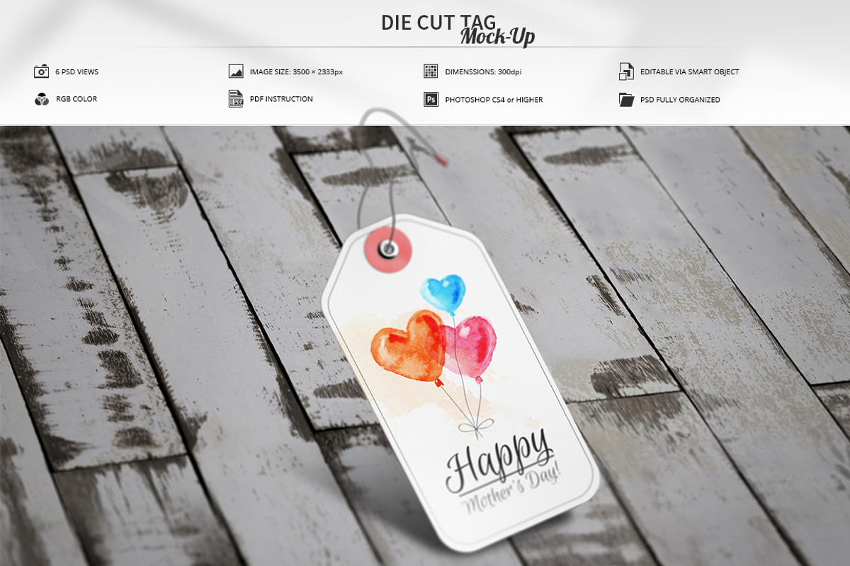 Die Cut Tag Mock-Up, an Apparel Mockup by MassDream (Photo 1 of 9)