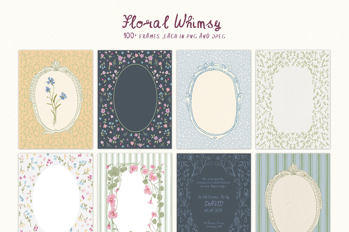 Whimsical Cottagecore Floral Frames, a Background Graphic by whiteheartdesign (Photo 5 of 19)