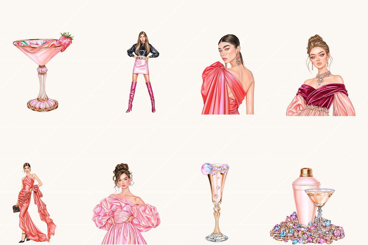 Girls Night Out Clipart Bundle, a Person Illustration by BusyDaydesign (Photo 2 of 9)
