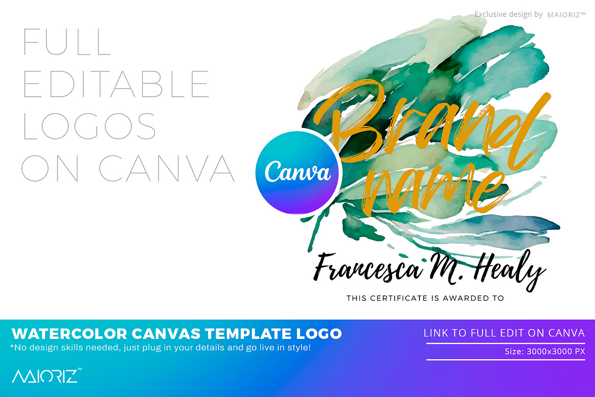 Watercolor Canva Logo Bundle, a Branding & Logo Template by Maioriz Shop (Photo 1 of 4)