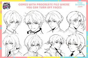 Anime Guy Procreate Stamp Brushes Bu