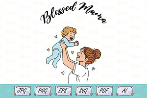 Blessed Mama Mother's Day Shirt SVG, a Person Illustration by Ghagra