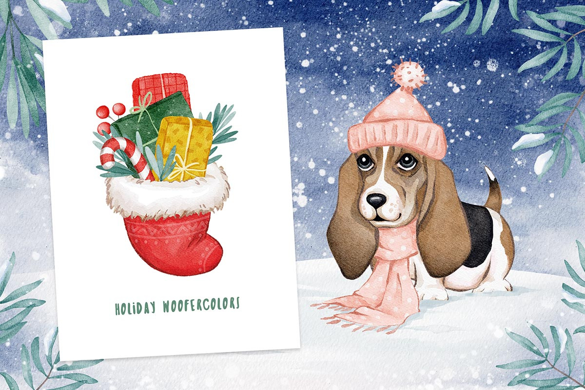 Woof Christmas Watercolors, an Animal Illustration by Eva Katerina (Photo 2 of 18)