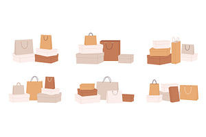 Isolated Shopping Bags And Boxes