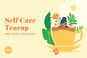 Self Care Teacup, a Person Illustration by @JennyPaintsWithPixels