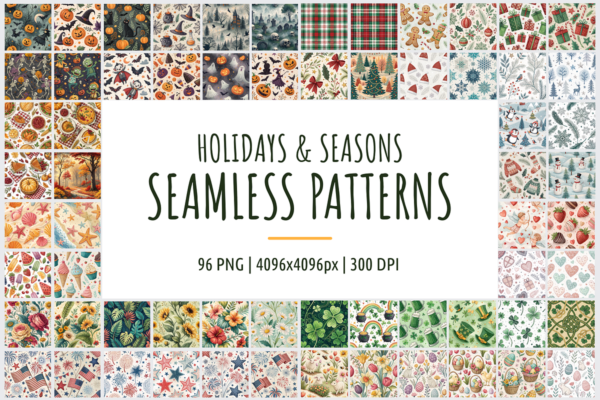 Holidays & Seasons Seamless Patterns, a Pattern Graphic by Palleon (Photo 1 of 5)