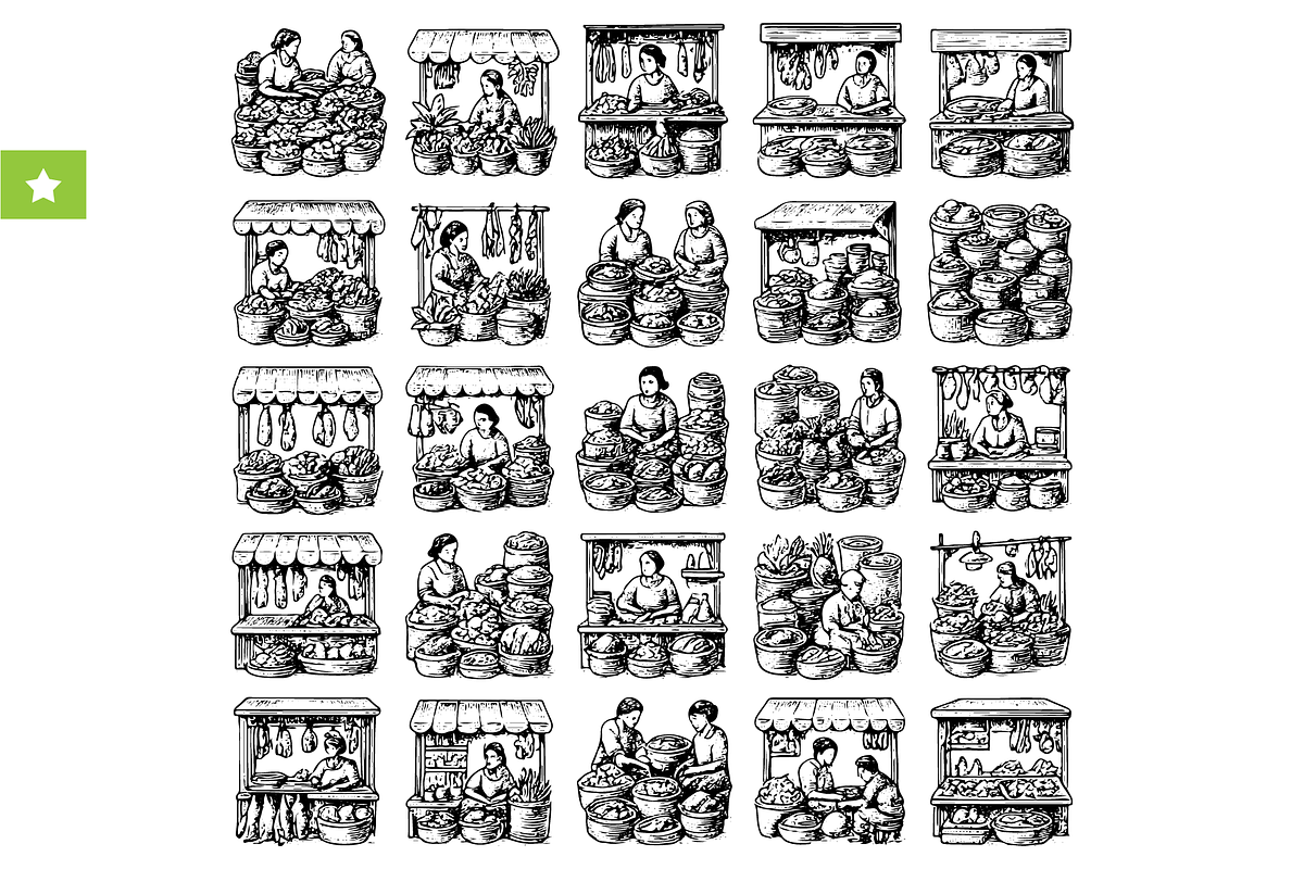 Street Market Vendors Set, an Object Graphic by RT Studio