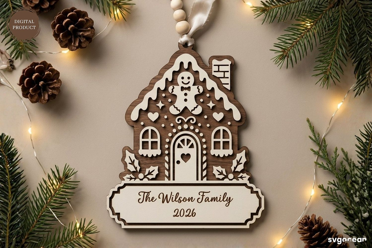 Gingerbread Houses Ornament Bundle, a Decorative Illustration by svgocean (Photo 8 of 13)