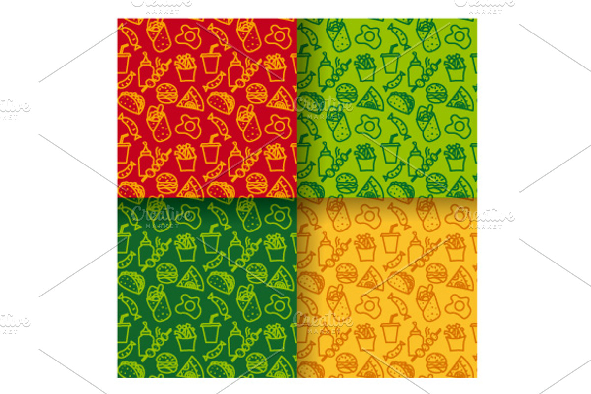 Fast Food Seamless Patterns, a Pattern Graphic by Oleg Tokarev Art (Photo 2 of 2)