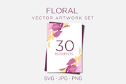 30 floral elements, hibiscus frame, an Illustration by Bloom21Art (Thumbnail 9 of 9)