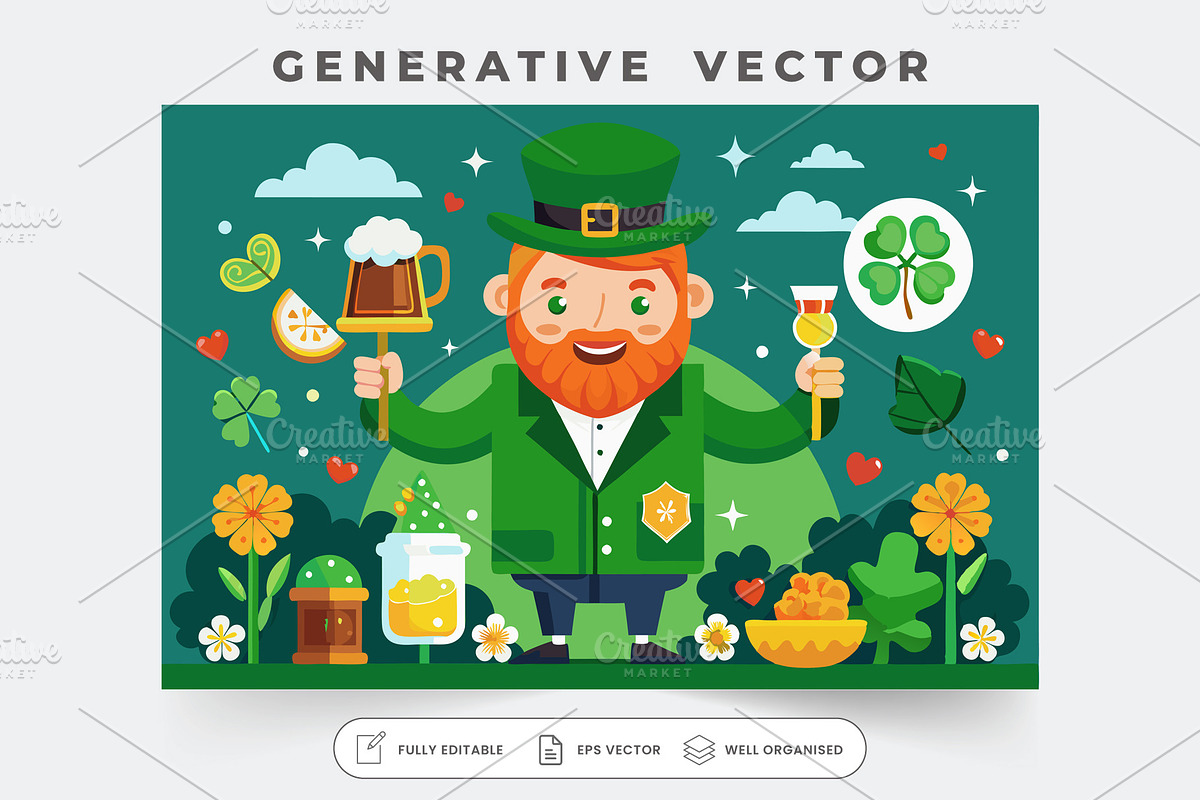 A joyful leprechaun celebrates St. P, a Graphic by Iftikhar Alam