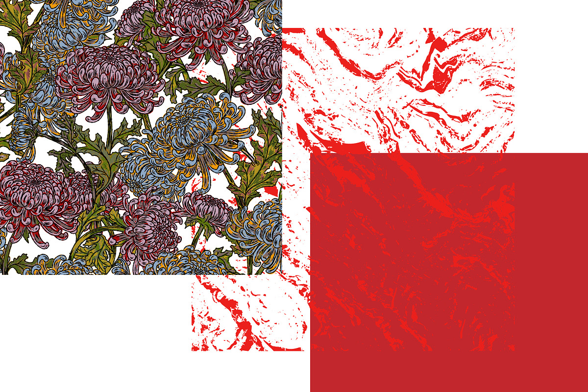maximalist chrysanthemum botanical, a Pattern Graphic by NayaChu (Photo 6 of 9)