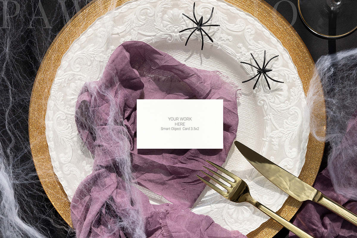 Halloween Card Mockup 3.5x2Name fall, an Advertising Mockup by PawMockups (Photo 2 of 10)
