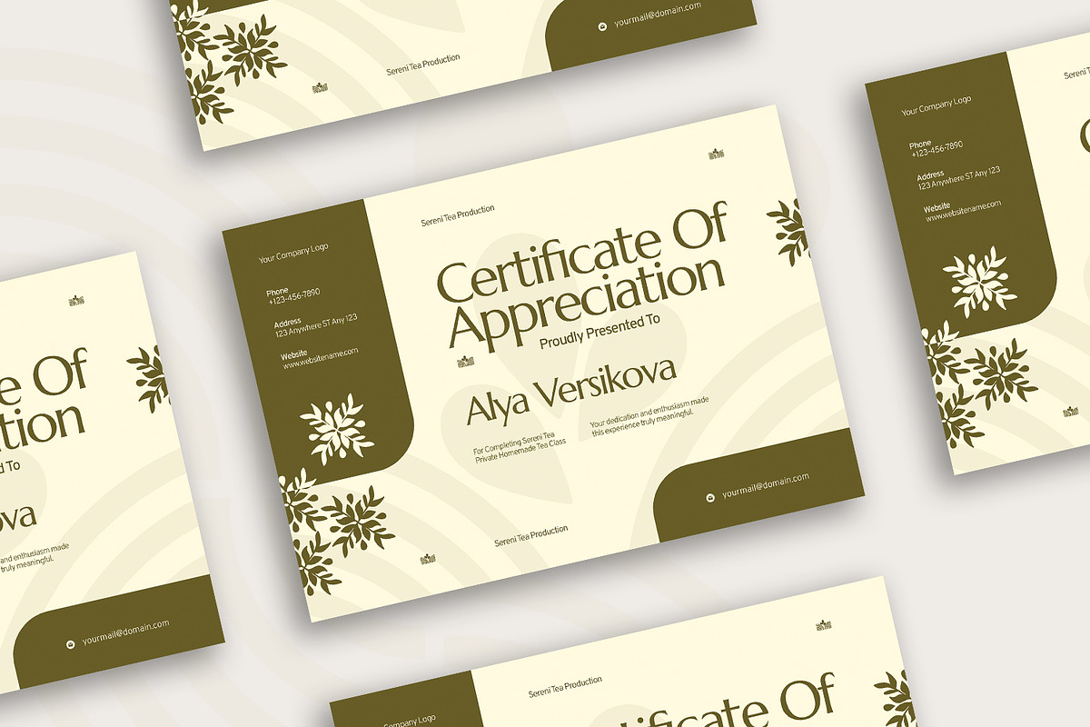 Sereni Tea - Certificate, a Card Template by Fannan Studio (Photo 3 of 3)