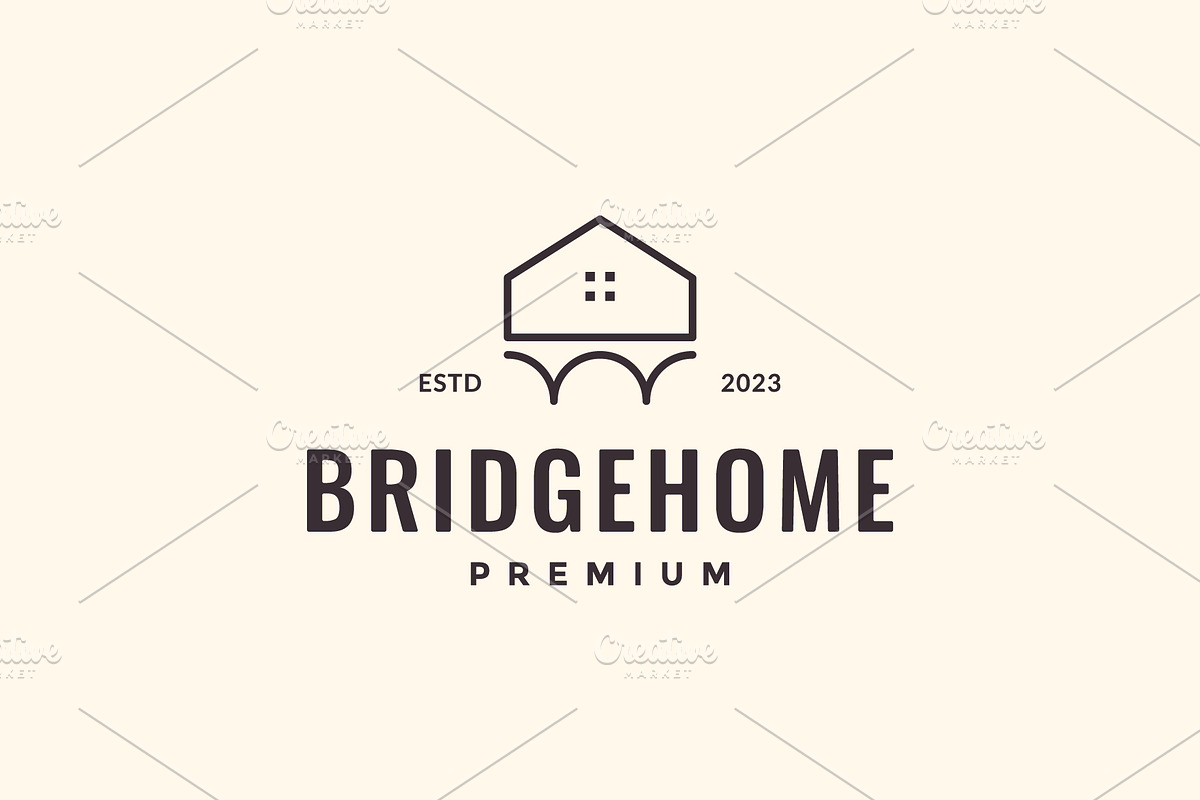 arch bridge with house line logo, a Branding & Logo Template by devastd