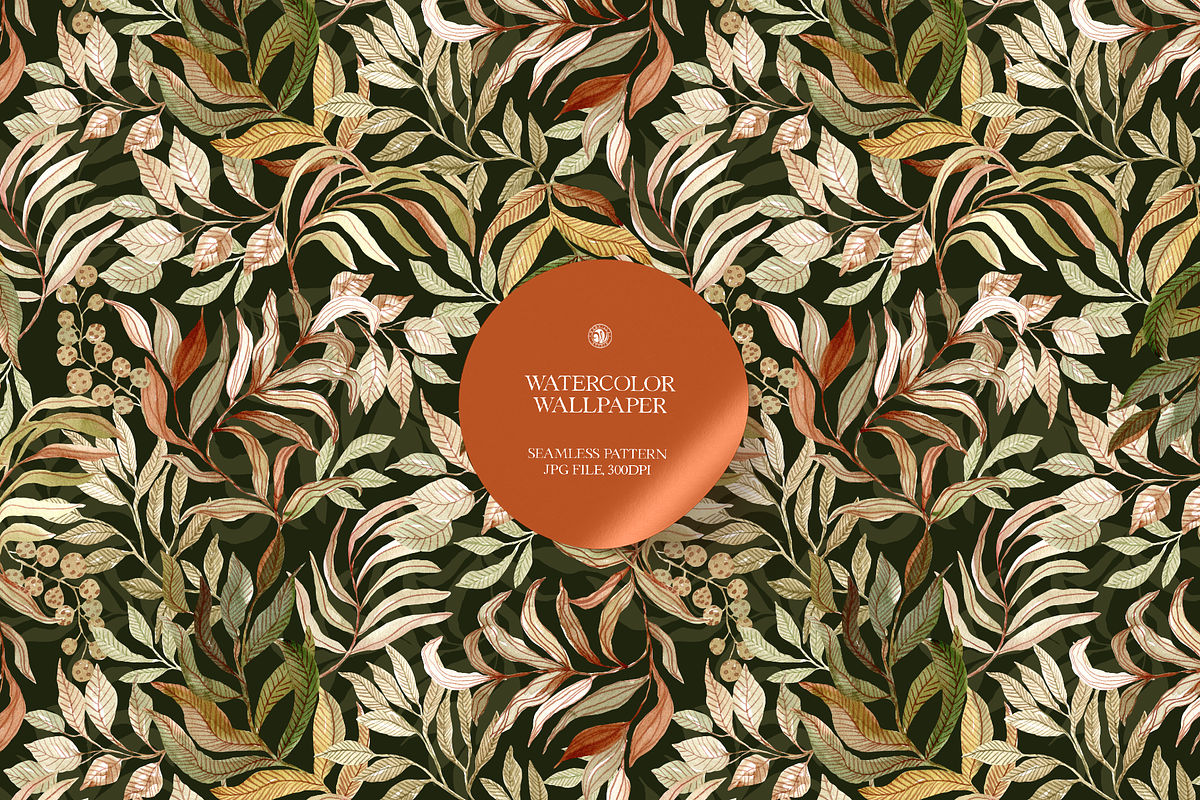 Leaves Watercolor Wallpaper, a Wallpaper Graphic by Webvilla Studio (Photo 1 of 7)
