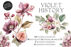 Watercolor Violet History Floral